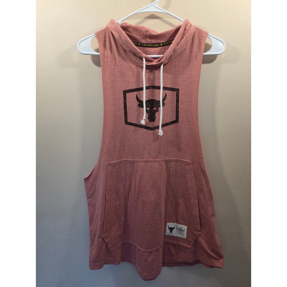 Under Armour Project Rock Iron Paradise Sleeveless Hoodie Mens Medium Red Bull